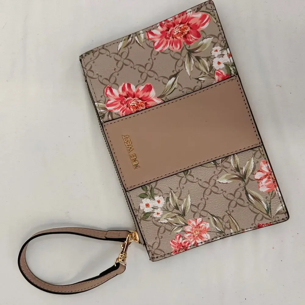 Nine West Begonia Floral Logo Wristlet